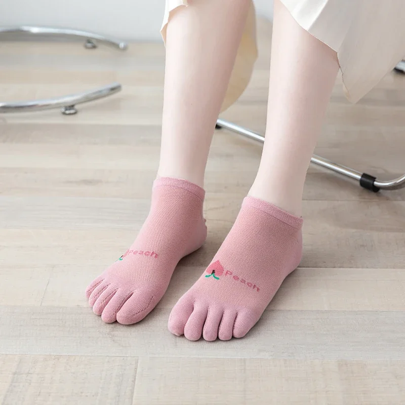 Five-finger Socks Women Boat Socks Cotton Striped 5 Toe Socks Jacquard Breathable