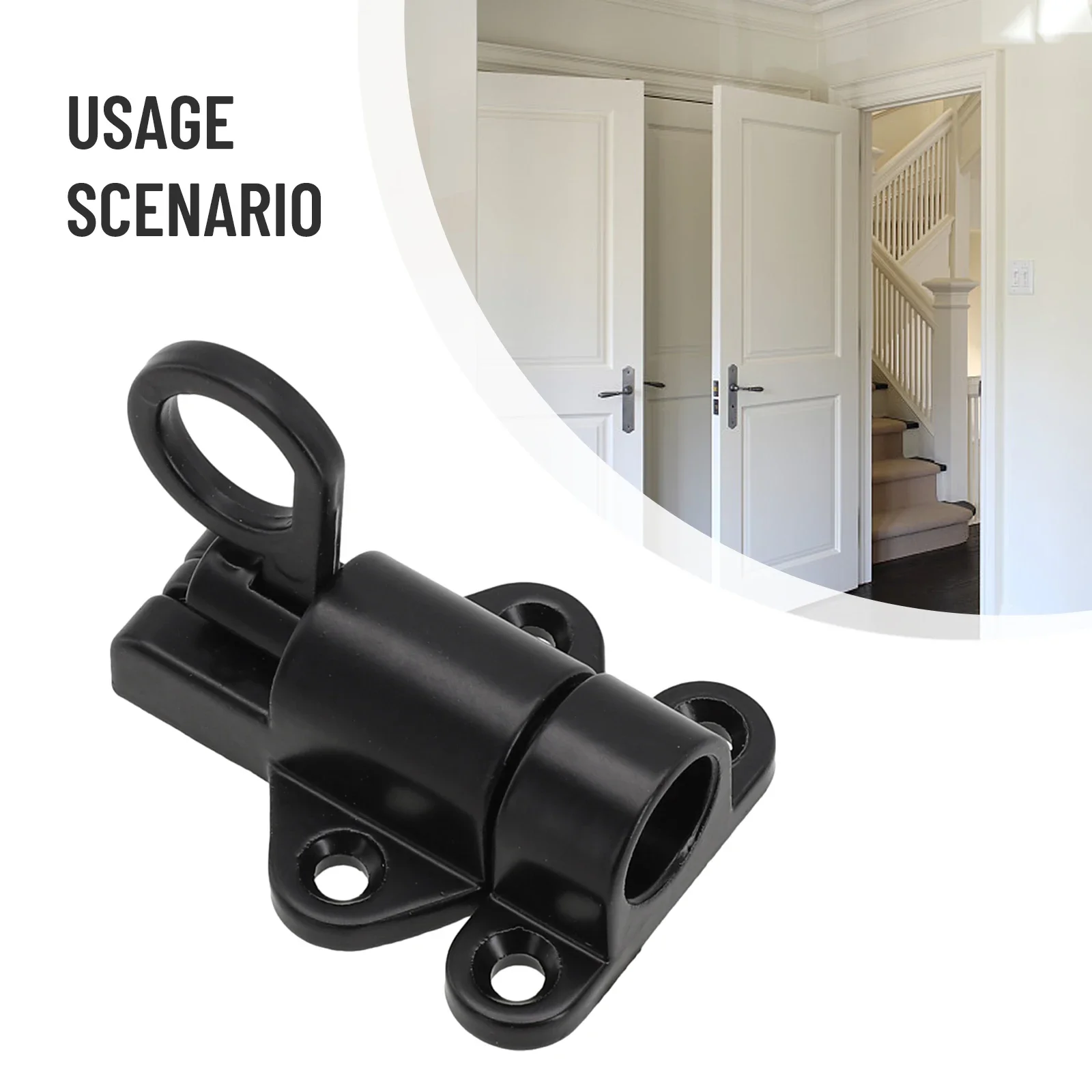 Spring Door Latch Lock 2 Color Safe Black Aluminum W/ Screws Window Gate Security Pull Ring Useful High quality