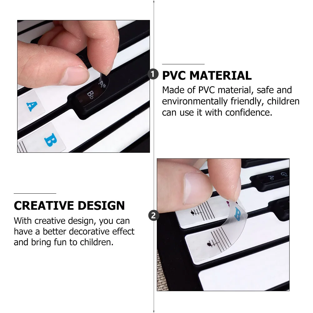 

1 Sheet Colorful Alphabet Stickers Transparent Piano Key Labels for Children Beginner Learning Educational Music Practice