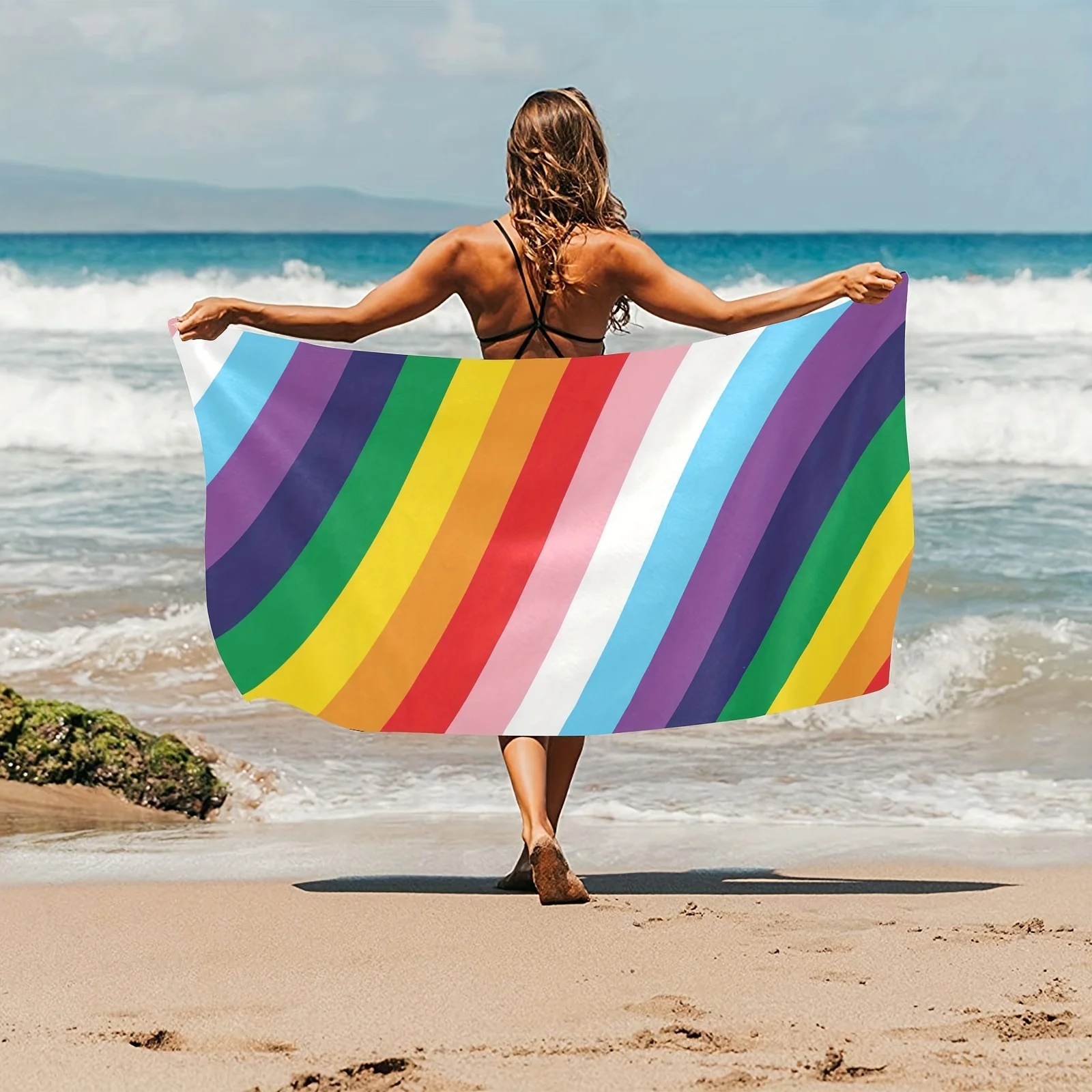 Pride Day Rainbow Beach Towels Beach Towel LGBT Beach Towel Stylish Pool Towels for Homosexuality Quick Dry Beach Towel