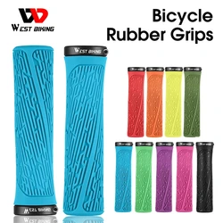 WEST BIKING MTB Handlebar Grips Colorful Mountain Bike Silicone Grips Non-slip Bike Handles Cover Shock Absorption Lock On Grips