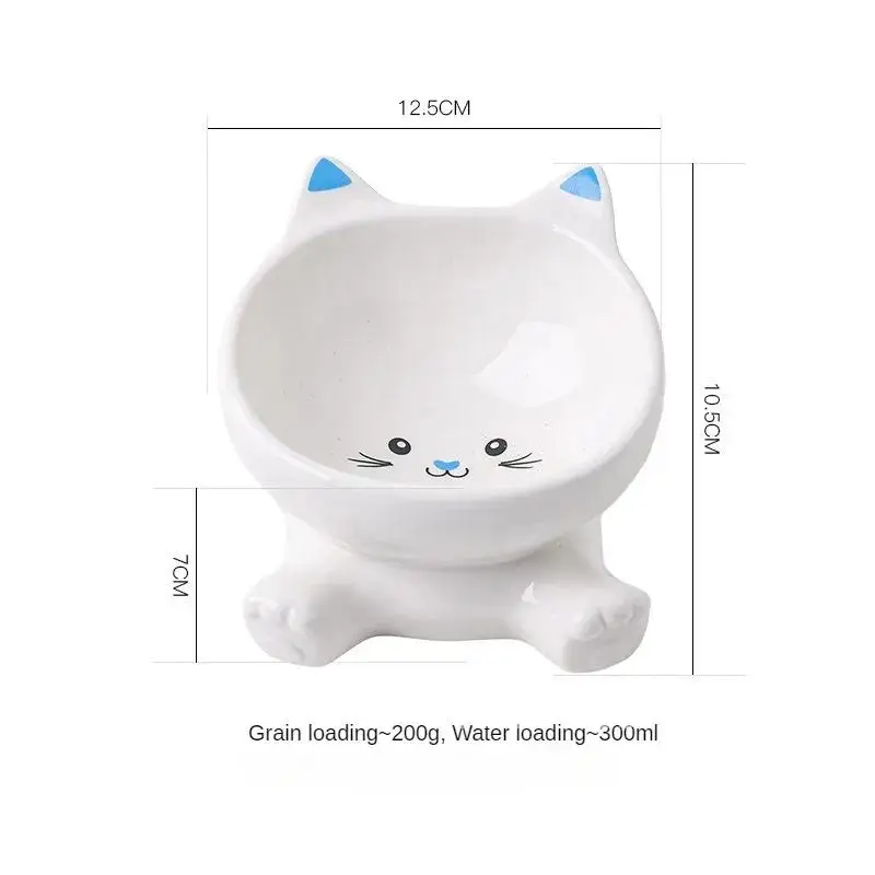 Oblique Mouth Cat And Dog Bowl Ceramic feeding & watering supplies Anti Overturning High And Short Feet And Neck Protection