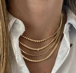 Classic Gold Color and White Square Cz Tennis Necklaces for Women Men Paved Cubic Zirconia Brass High Quality Fashion Jewelry