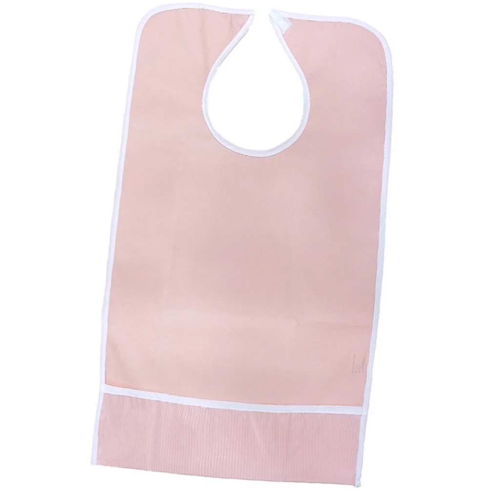 Babero grande impermeable de PVC para adultos y ancianos, ropa para comer, delantal para discapacidad con bolsillo recogedor de migas