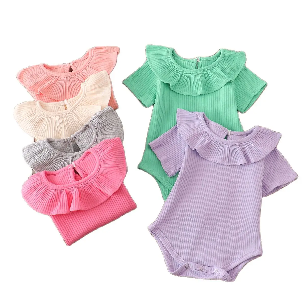 Newborn Baby Girl Romper Bebe Body Suit 0-2Y 2023 Spring Fall Candy Ruffles Infant Clothes Outfits