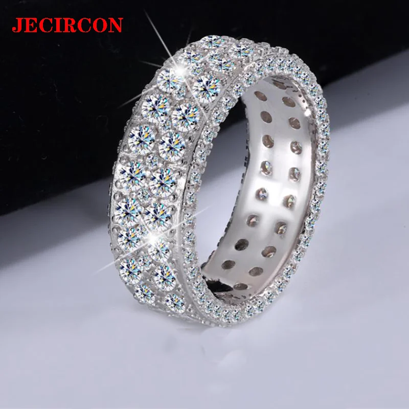 

JECIRCON Full Moissanite Double - Row Diamond Ring, S925 Sterling Silver, Unisex, Sparkling Luxury Jewelry Elegant Gift for All
