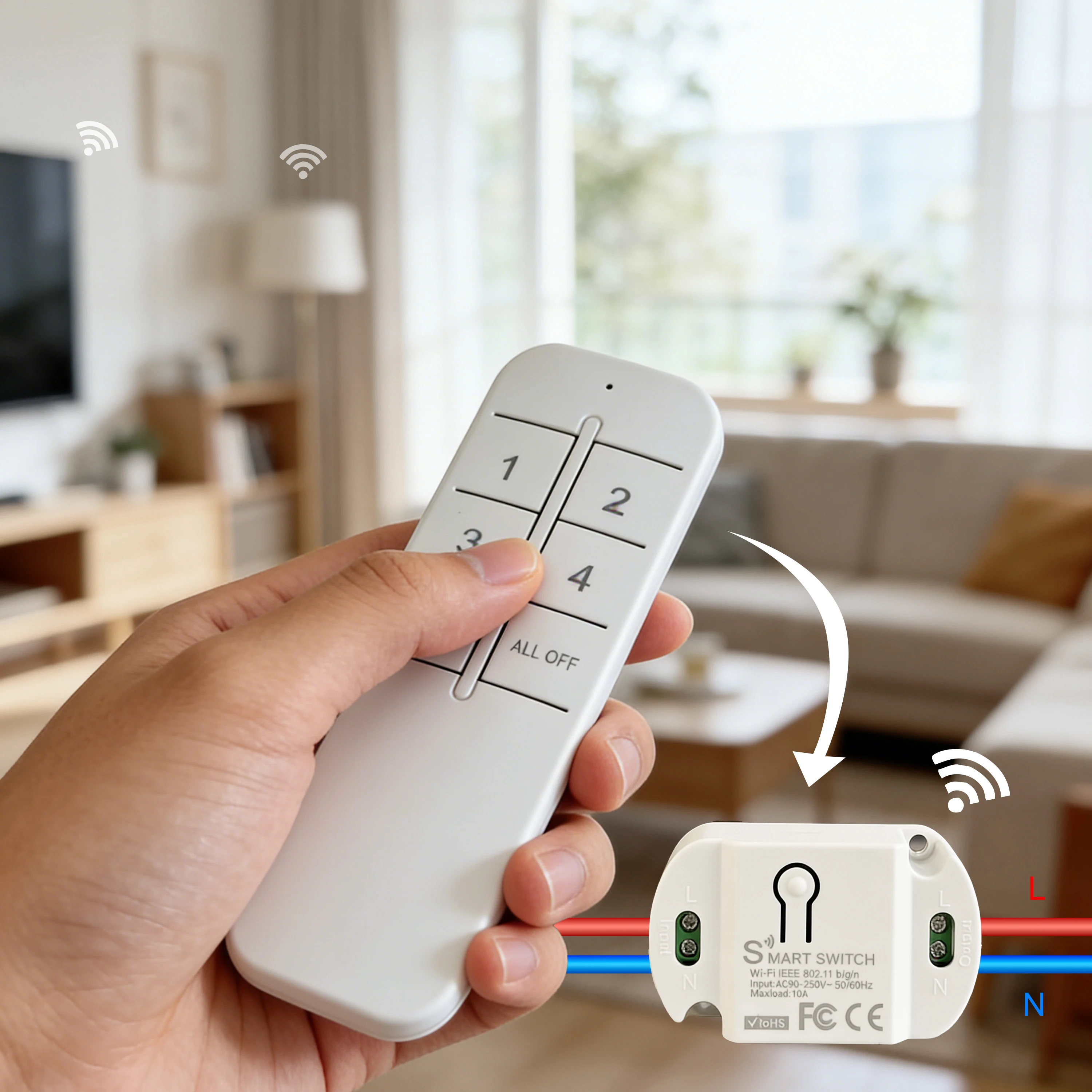 Smart Switch Module 10A AC 90-250V Mini WiFi  + 2.4G Remote Control Work With Alexa Alice Google Home Smart Home Life