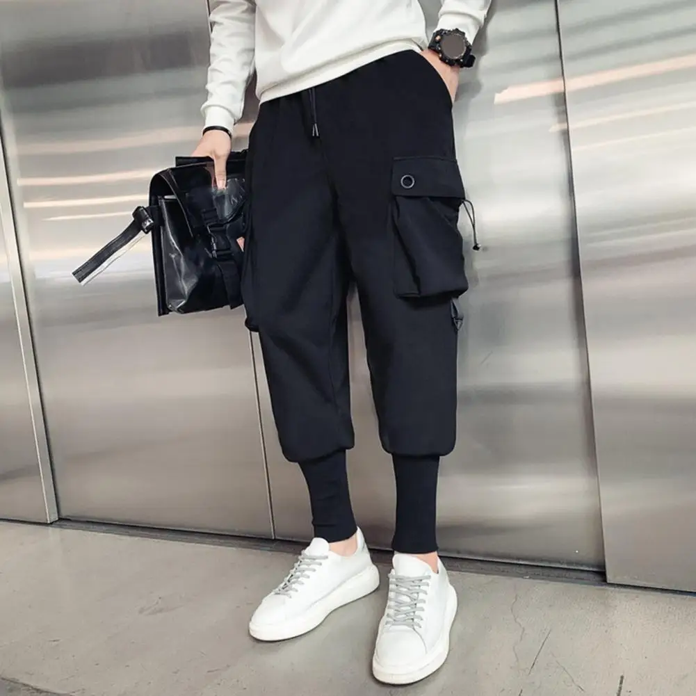 

Men Cargo Trousers Loose Fit Trousers Comfortable Men's Cargo Pants with Multiple Pockets Elastic Waistband for Casual