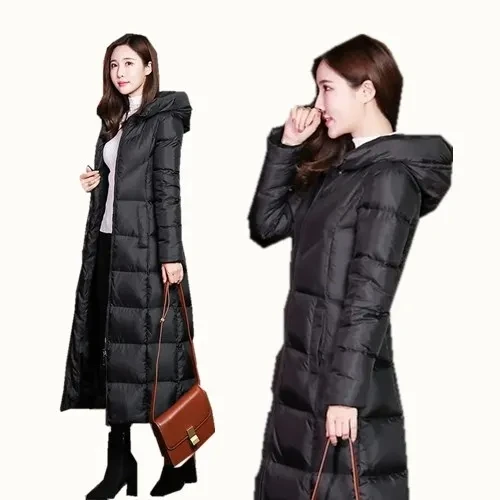 2023 New Thickened Quilted Outwear Women\'s Slim Hooded Women\'s Jacket Hooded Padded Women\'s Long Over-the-Knee Winter Parka coat