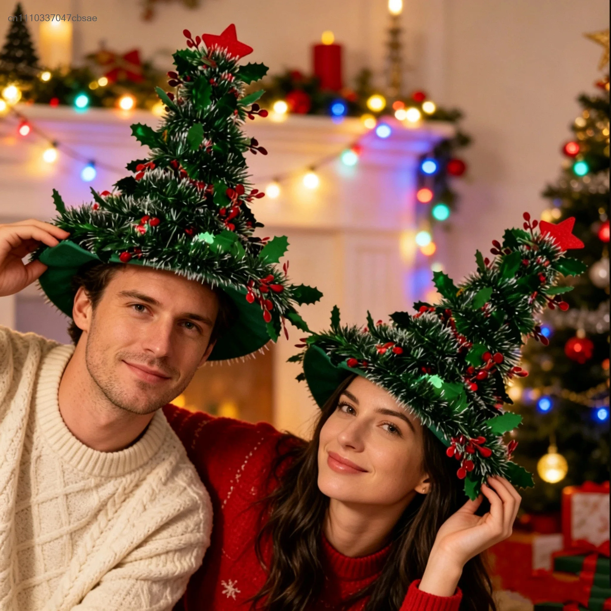 Unisex Funny Christmas Tree Hat Xmas Halloween Cosplay Events Headpiece Accessory Holiday Family Party Photo Props Headwear 2026
