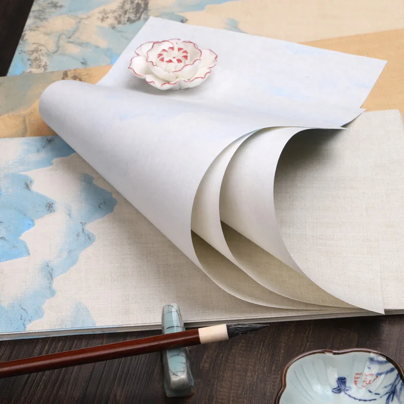 The Vast Land Letterhead Paper Rijstpapier 17*34cm Batik Running Cursive Calligraphy Paper Chinese Vintage Half Ripe Xuan Papier