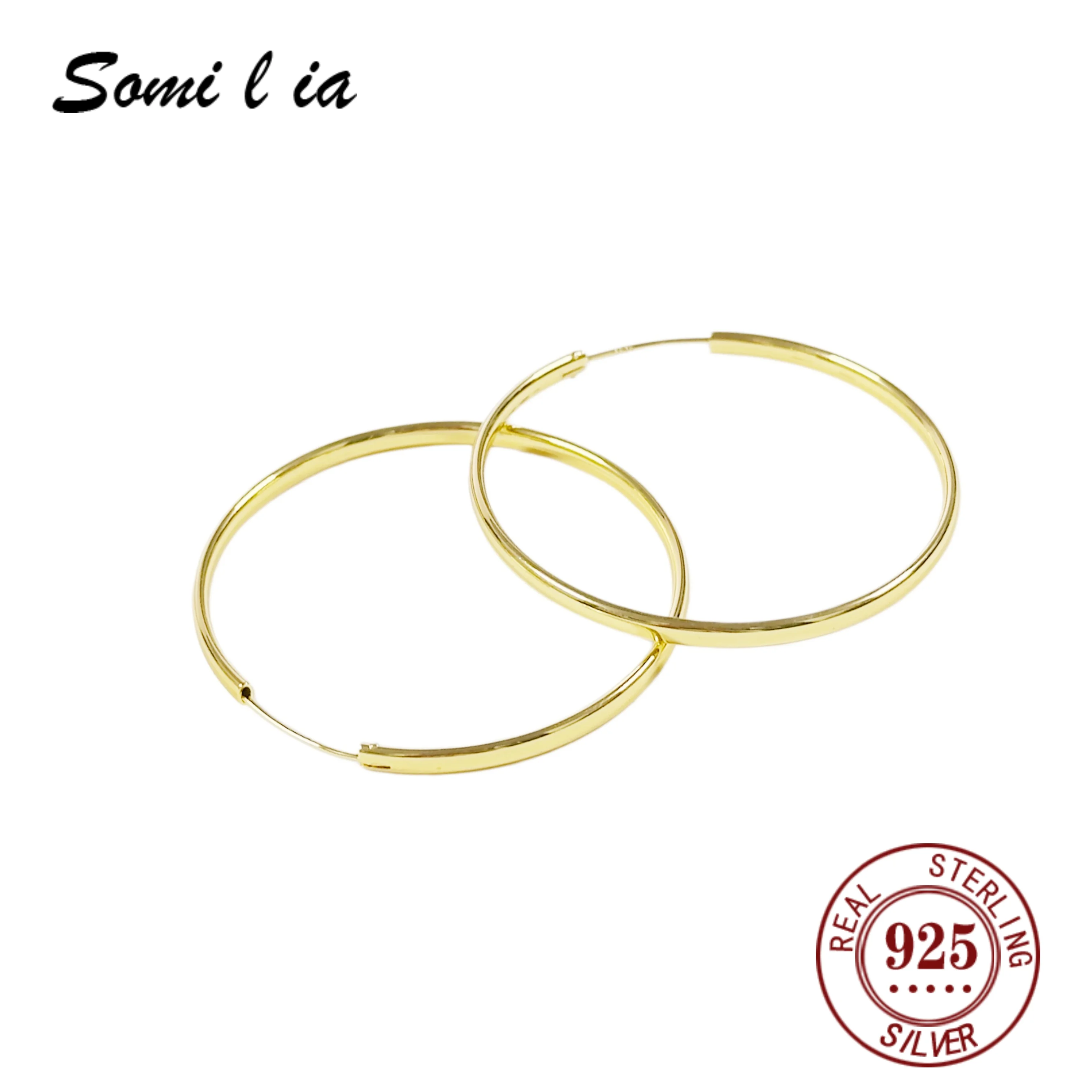 SOMILIA 925 sterling silver large circle women's fashionable earrings, versatile gift for girlfriends and friends 5014