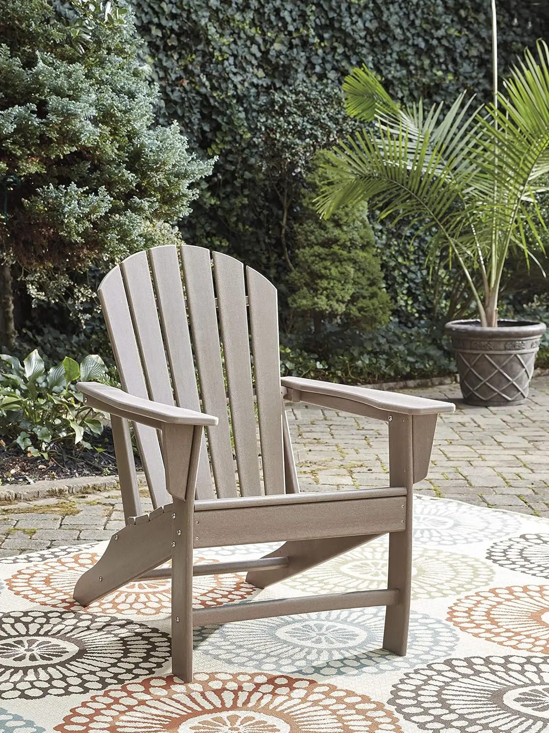 Ashley Sundown Outdoor Pátio Adirondack Cadeira, HDPE, castanho claro, Assinatura Design, Tesouro