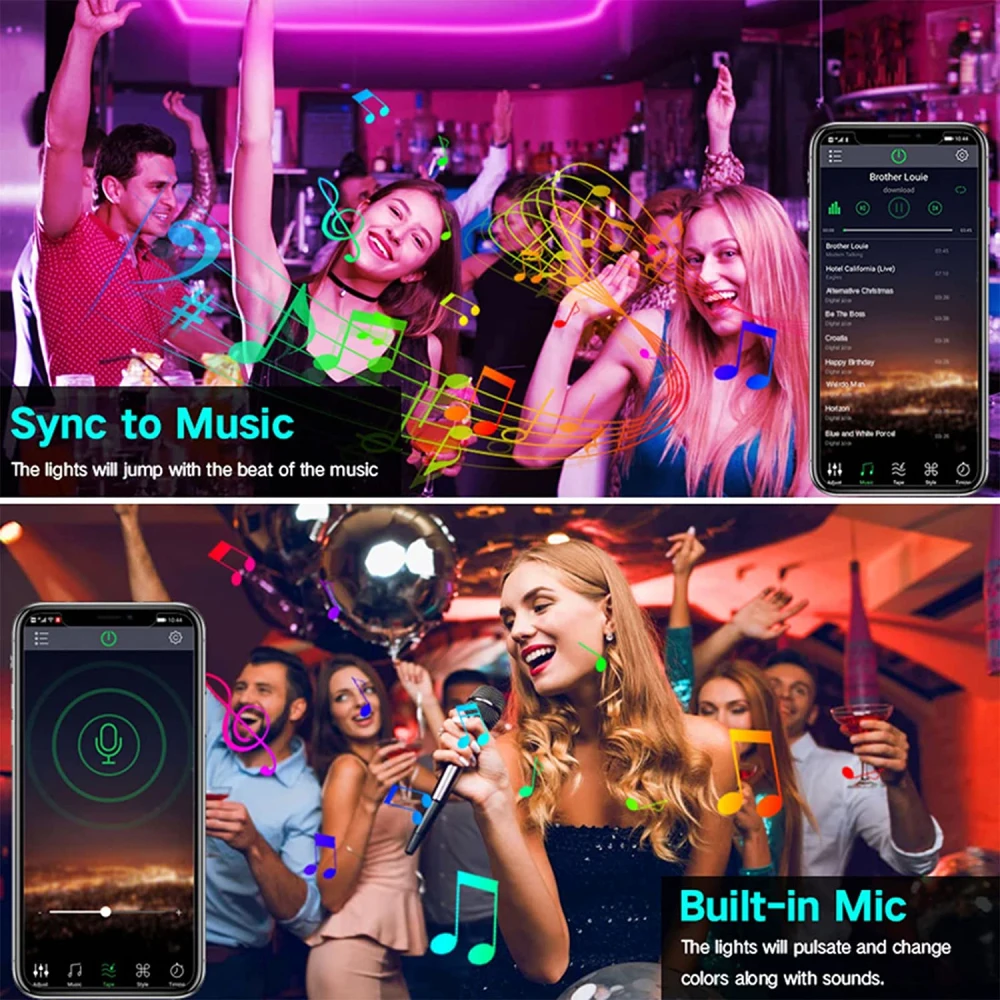 2835 RGB LED أضواء شريط النيون الموسيقى Sycn APP التحكم أضواء أضواء مرنة المطبخ أضواء الحفلات المحيطة عطلة أضواء ديكور