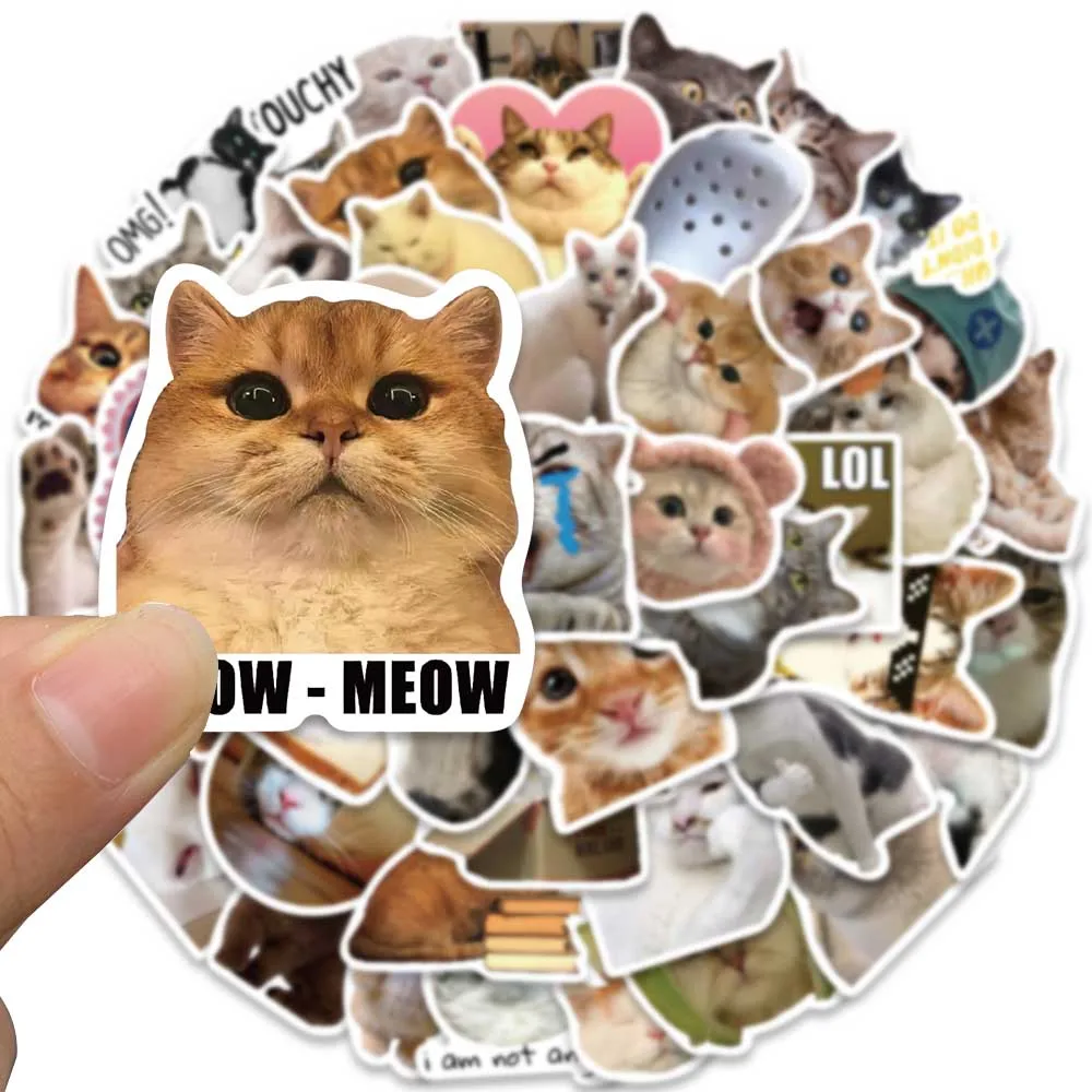 50pcs Funny Cats Stickers Cartoon Cute Cat Graffiti Decals For Kids Toys Laptop Luggage Notebook Scrapbook Phone Cars Sticker