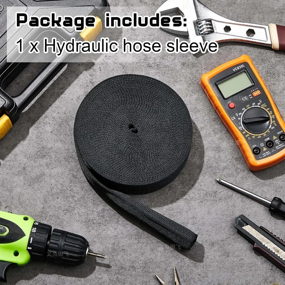 8M Polyester Hydraulic Hose Protector Sleeve Cable Cover Sheath Protection Black Hydraulic Hose Cord Protector
