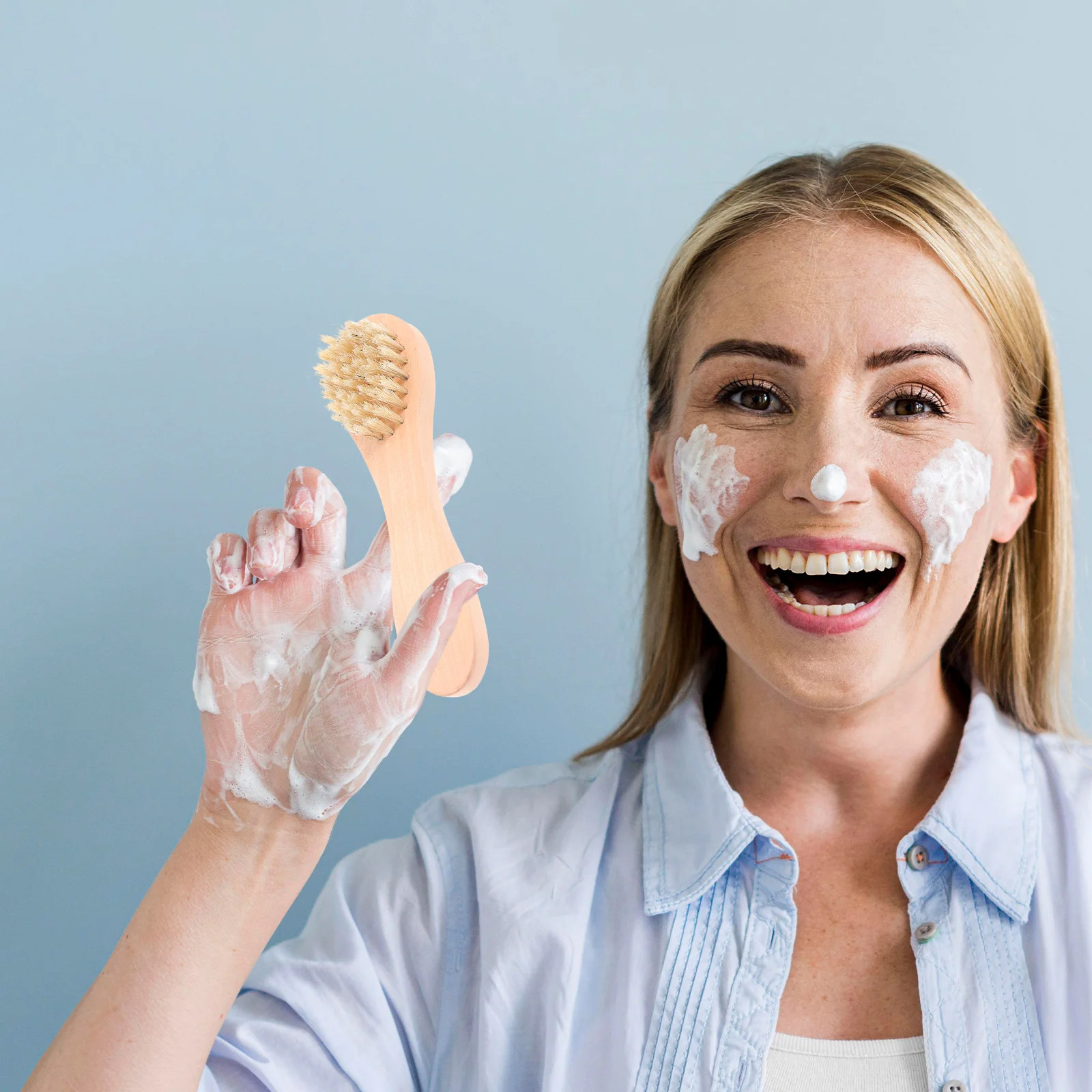 

5Pcs Face Washing Brush Premium Wood Material Soft Fiber Bristles Deep Cleansing Facial Tool for Dead Skin Removal Smooth