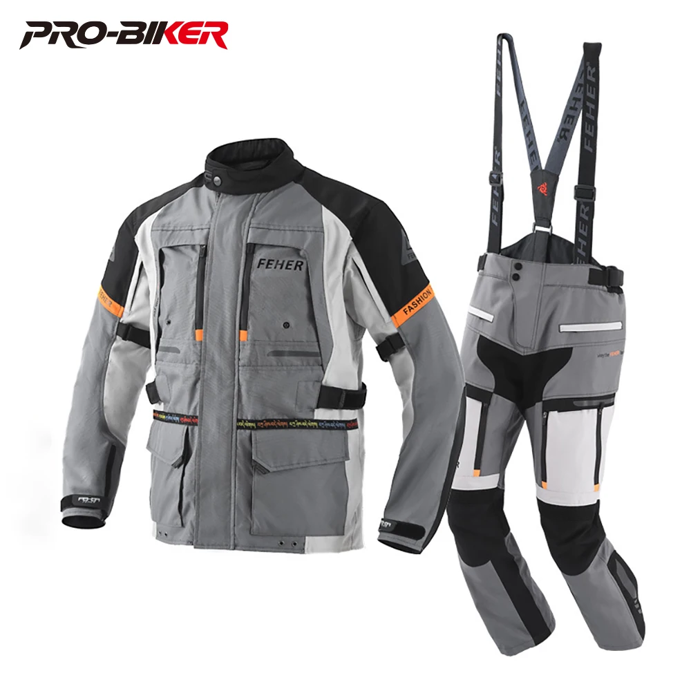 

Grey Motocross Jacket Four Seasons with Removeable Linner Warm Motorbike Clothing Moisture Absorption Chaqueta Moto Waterproof