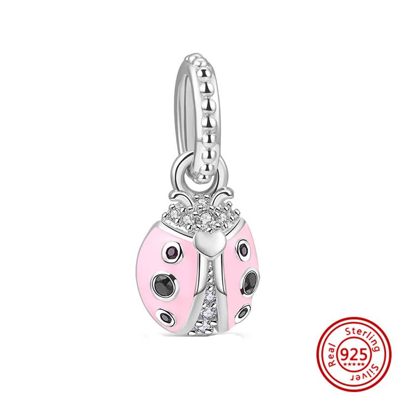 Fashion Charms Pink Color Series Bead 925 Sterling Silver Butterfly Heart Motorcycle Candy Pendent Fit Original Pandora Bracelet