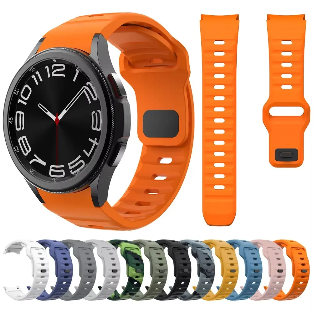 

Sports Silicone Strap For Samsung Galaxy Watch 6 Classic 47mm 43mm/Galaxy Watch 5 Pro 45mm/44mm 40mm/Watch4 46mm Bracelet