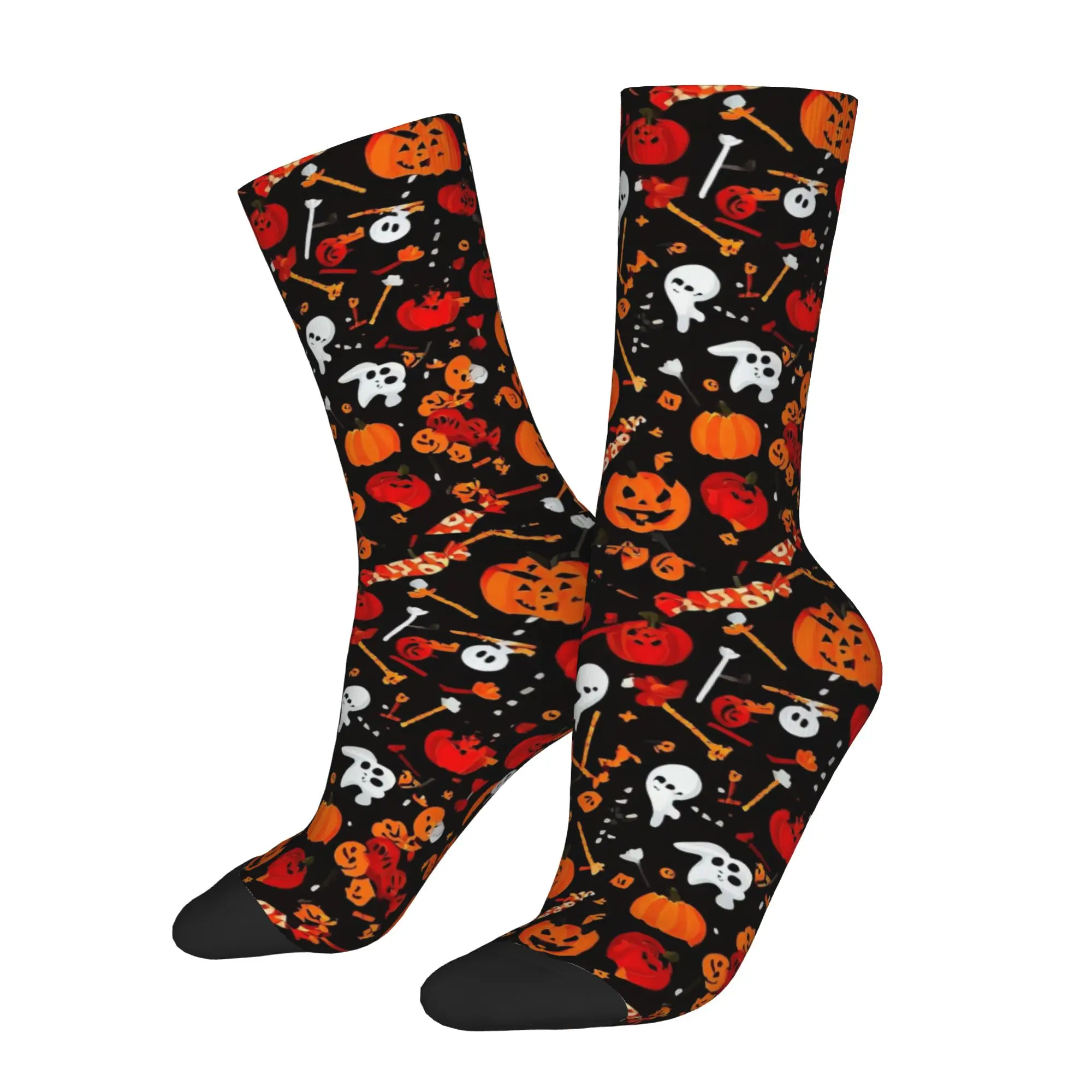 Happy Funny Male Men Socks Crazy Halloween Ghosts And Pumpkins Sock Polyester Trick Or Treat High Quality Women's Socks Spring