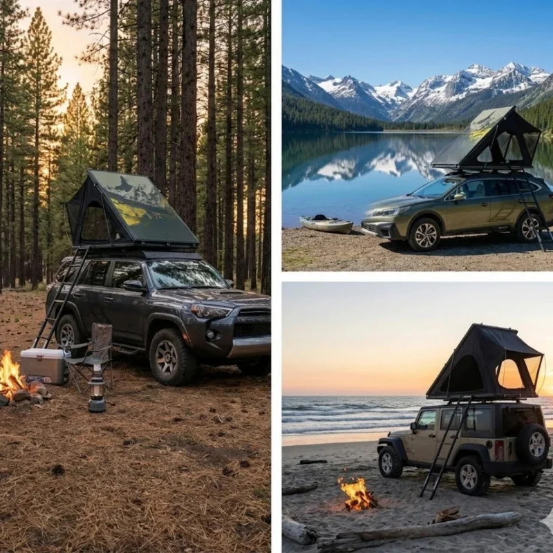 Factory Hot Sale-High Quality Waterproof Slim Hard Carbon Fiber Aluminum Car Roof Top Tent Fit Outdoor Camping