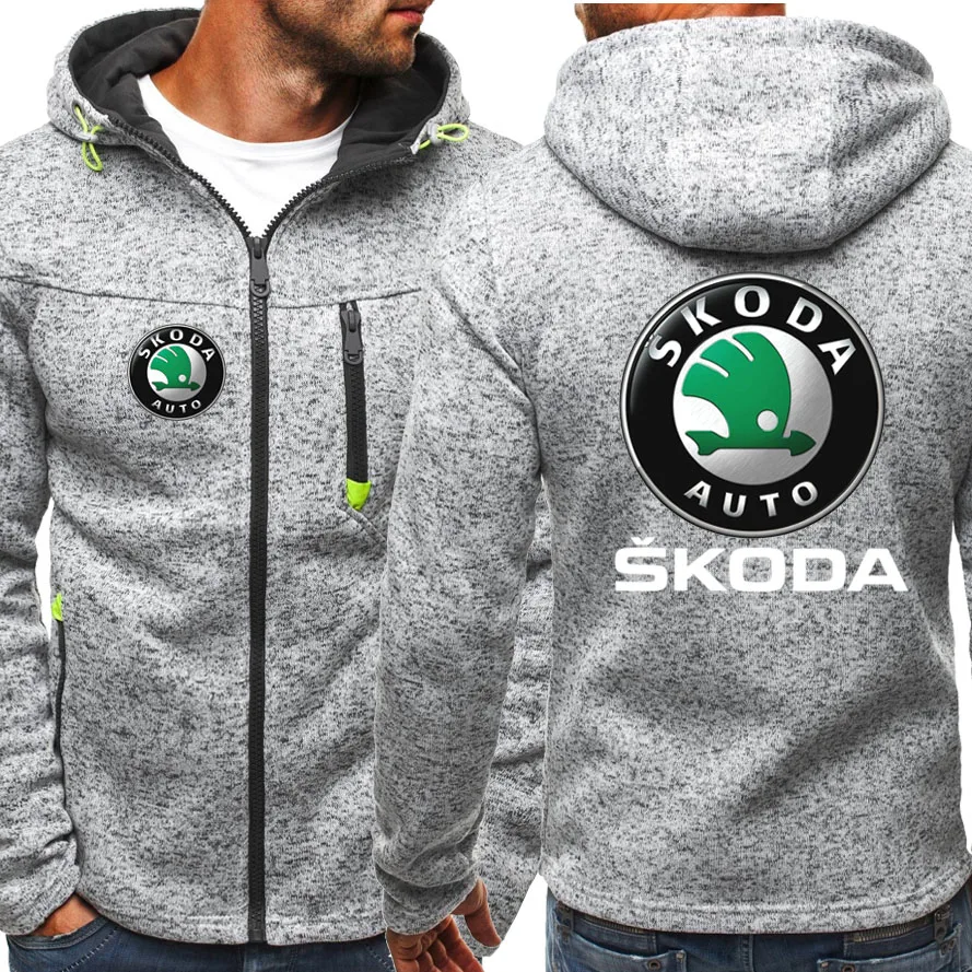 

New Spring Autumn Men's Fashion Skoda Car Logo Hoodie Casual Fleece Cardigan Long Sleeve Hip-Hop Harajuku Zipper Hoody Jacket