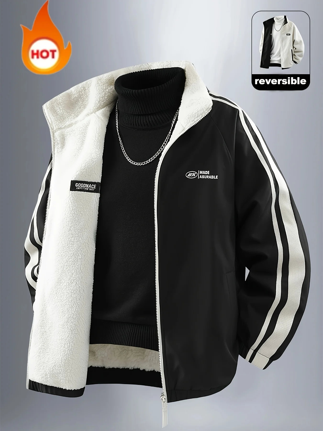 

Мужская куртка, Мужская повседневная теплая куртка для занятий спортом на открытом воздухе, двусторонняя куртка, популярная модная куртка для пар, ветрозащитная и износостойкая ткань, мягкая и удобная, мужская свободная куртка