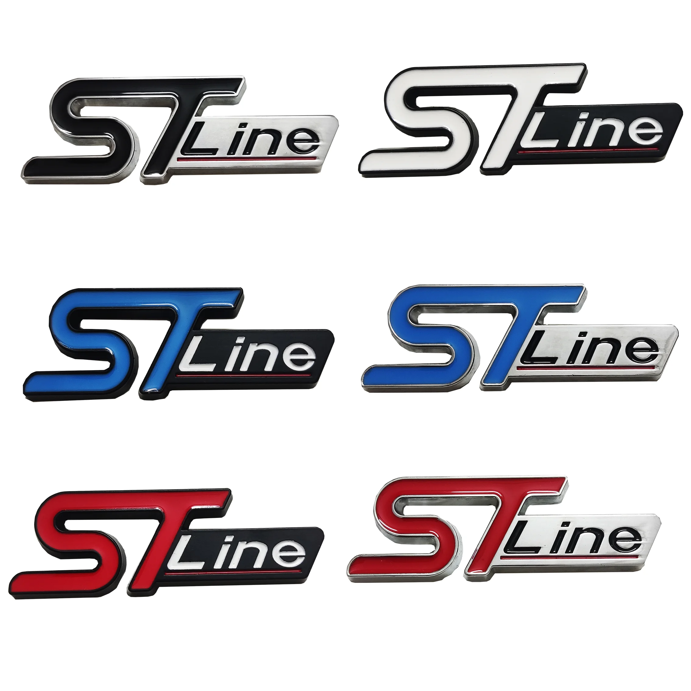 ST-Line metal automotive stickers for the middle grille rear and fender, applicable to Ford Focus, Mondeo, Edge and Explorer