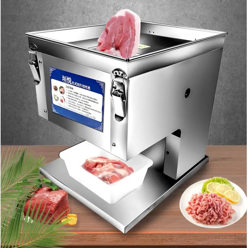 220V Electric Slicer Meat Cutter Machine Commercial Stainless Steel Meat Slicer Vegetable Cutting Machine Shredded Diced