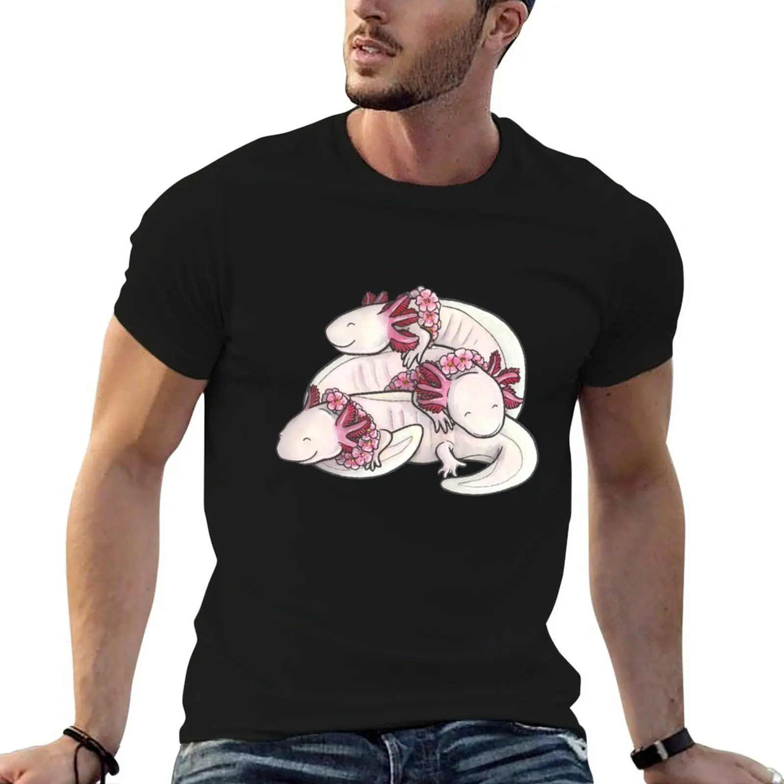 Sleeping pile of axolotls T-Shirt t shirt man cotton t shirt custom print t shirt man plain T-shirt