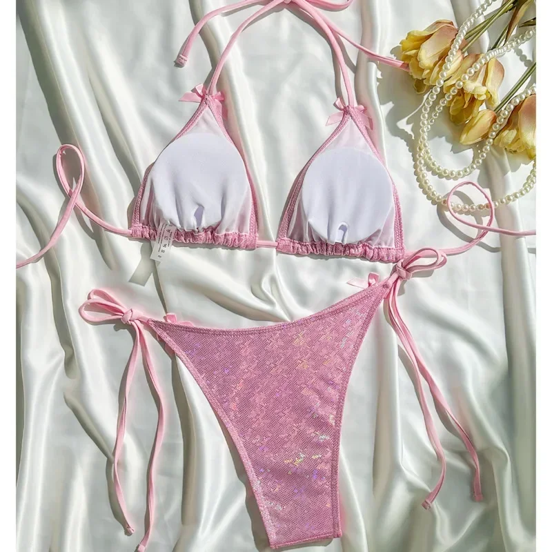 ساطع القوس مثير البيكينيات المايوه ملابس السباحة النسائية رفع الإناث ملابس سباحة حريمي الشاطئ ثوب السباحة البرازيلي مجموعة البكيني بركة السباح