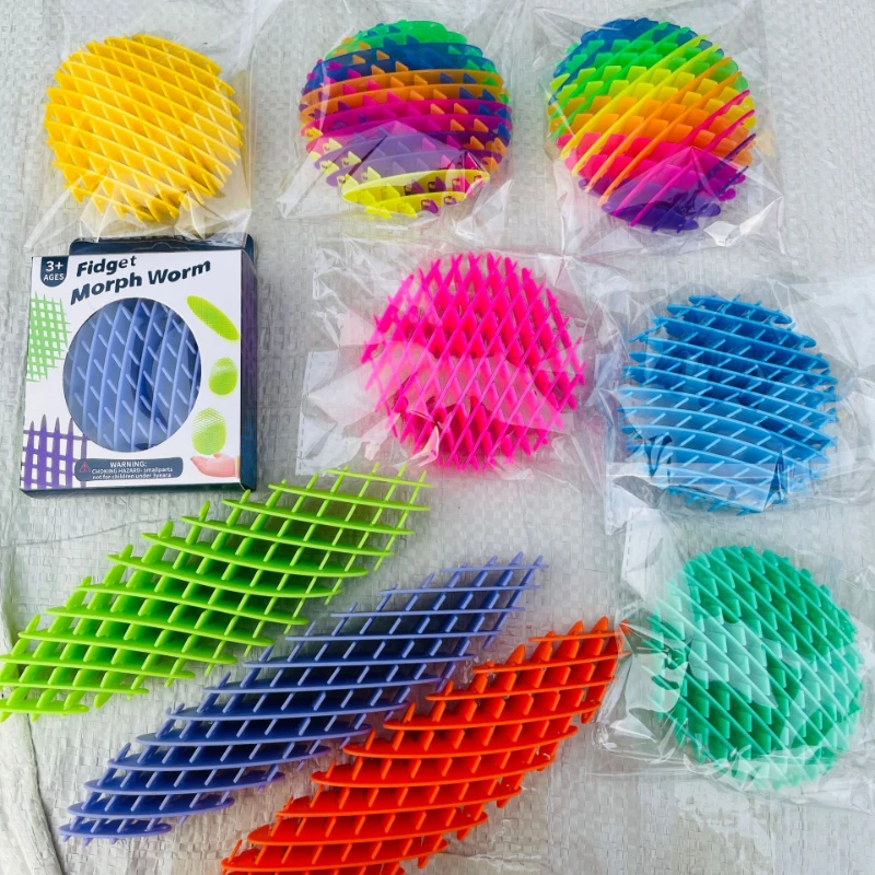 Worm Unpacking Morphing Fidget Toy Decompression Elastic Mesh Pressing Stress Relief Squishy Stretchable Stress Relief Toys