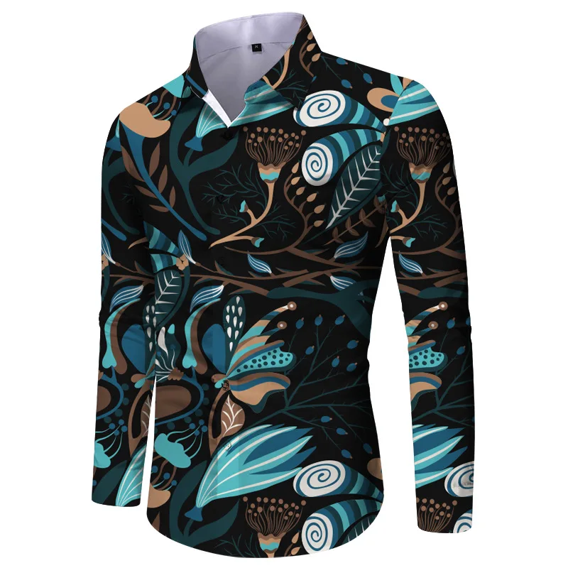 

Men's shirt pattern shirt button print long sleeved clothing for daily outings V-neck fashion designer casual and breathable