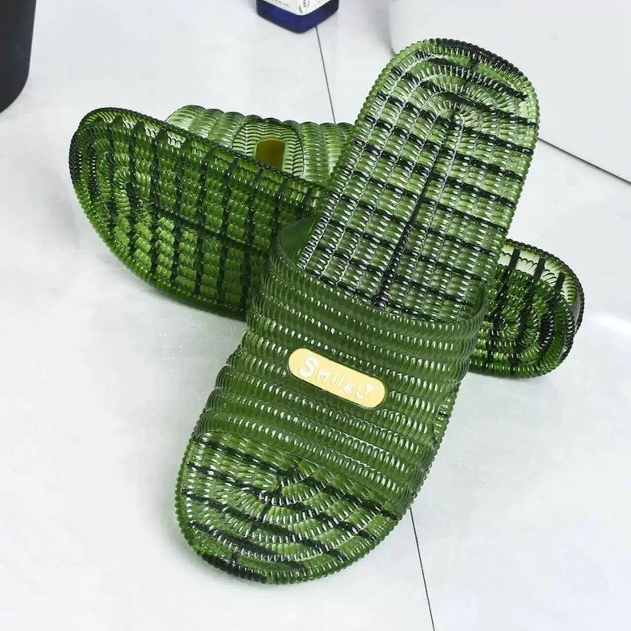Large Size Men's Crystal Bull Tendon Slippers Plastic Bathing Home Slippers Oxford Wear-Resistant Casual Sandals