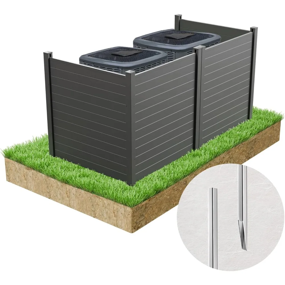 

Black Air Conditioner Fence Black, 48"W X 48"H Vinyl Privacy Fence Screen 4 Panels Pool Equipment Fence Enclosure Outside