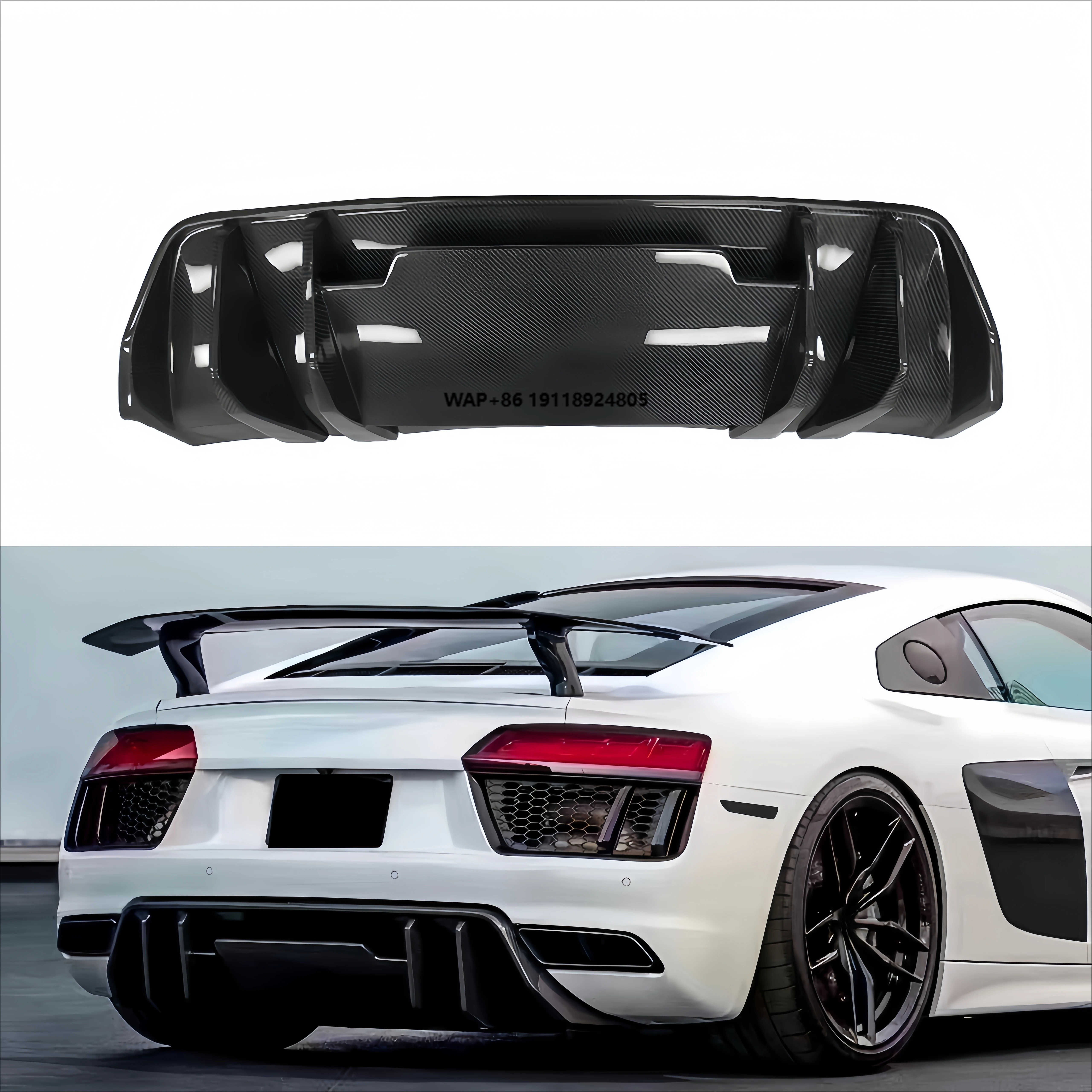 

Wangheng Auto Parts R8 GT Rear Lip Carbon Fiber Diffuser Spoiler Surround V Style Body Part Decoration Accessories for