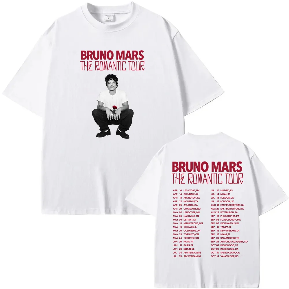 2026 The Romantic Tour TEE American singer-songwriter Bruno Mars High Quality Fashion Tee-shirt Fashion 100%Cotton Camisetas