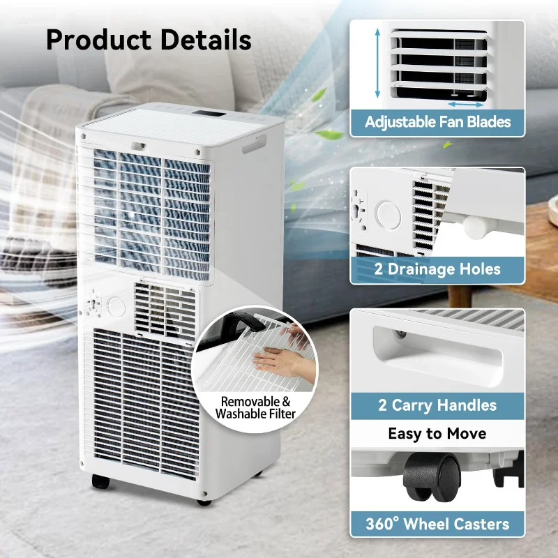 Aoxun 10000 BTU Portable Air Conditioners, WiFi APP Smart Control, 4-IN-1 AC Unit, Fast Cooling, Dehumidifier, Fan & 24H Timer