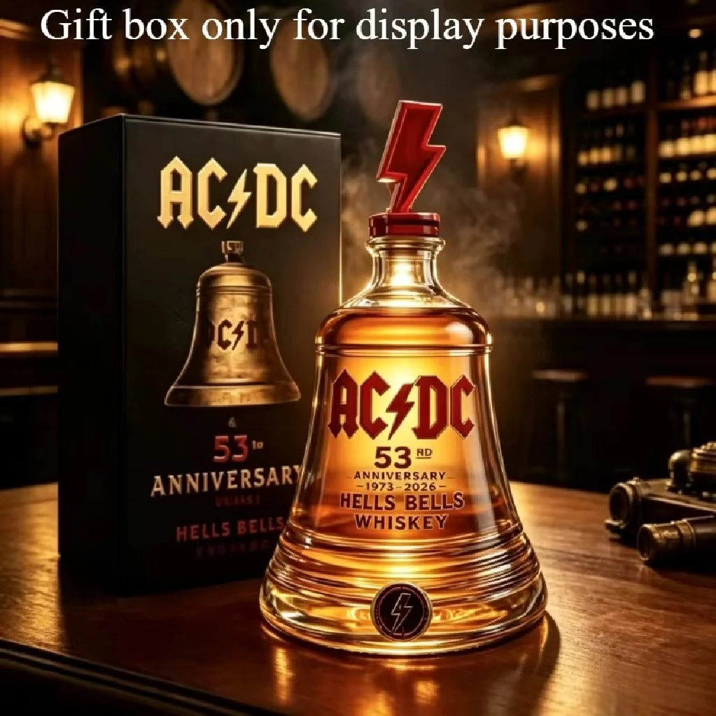 350ML AC/DC Hells Bells Glass Whiskey Bottle Bell‑Shape Liquor Decanter Rock Music Bar Collection Display Gift