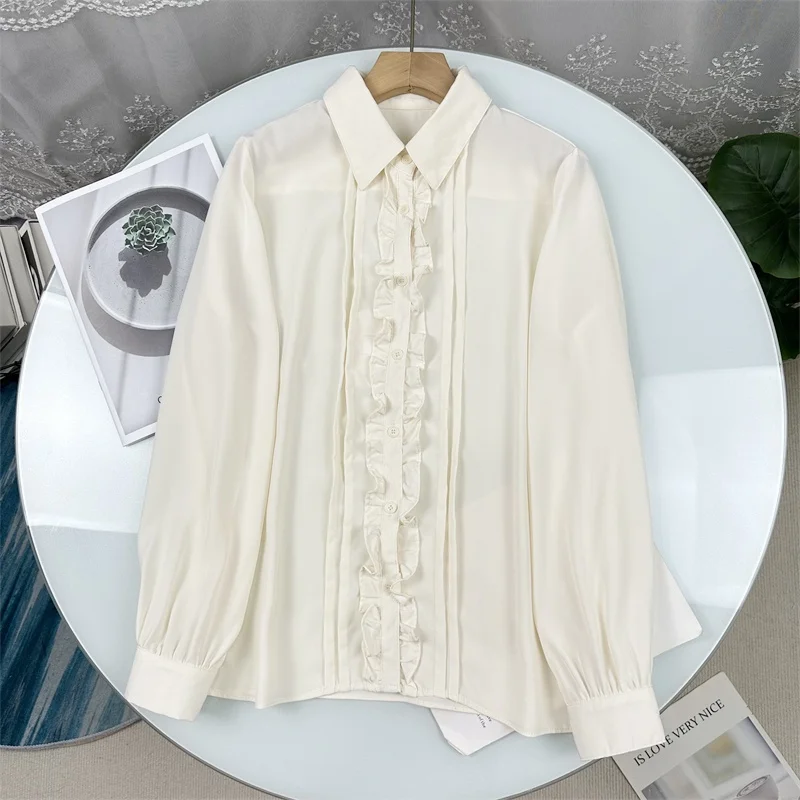 

Элегантная женская рубашка Zhi3500 с длинным рукавом и воротником, свободного кроя, из полиэстера, осенняя мода, нежная и сдержанная