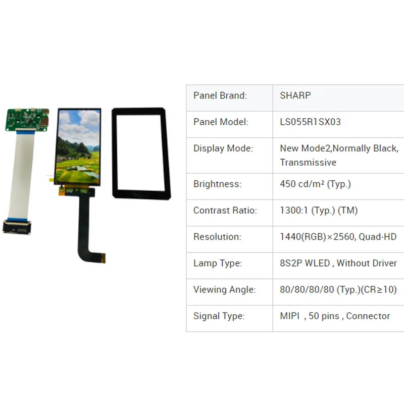 LS055R1SX03 5.5 Inch LCD Module 1440*2560 LCD Screen Display  For MIPI Display Mobile phone screen replacement