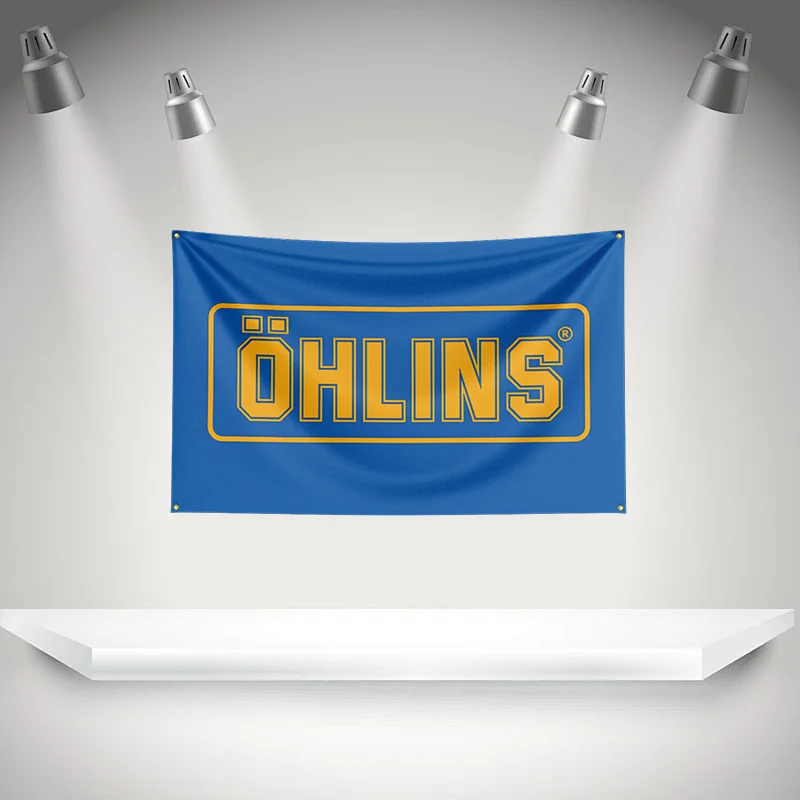O-Ohlins Flag Auto Parts Tools Banner   HD Printing Tapestry Exhibition, Car Fans, Garage Decor