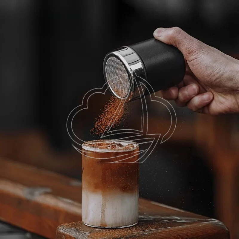 Multi-use Coffee Powder Shaker, Stainless Steel Espresso Duster & Sugar Sifter, Black/Silver Kitchen Tool