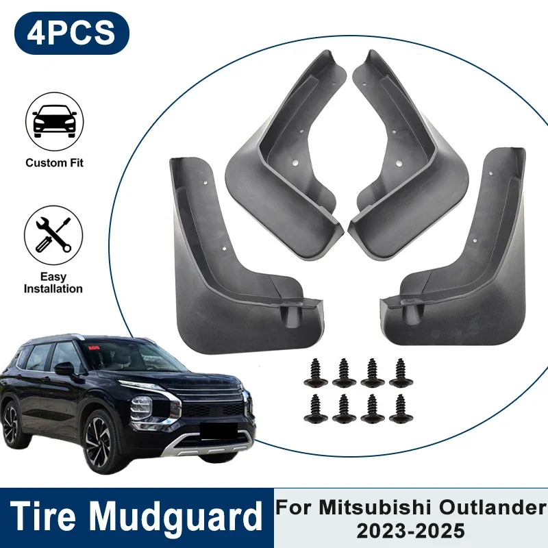 

4PCS Waterproof Car Mud Flaps For Mitsubishi Outlander 2023 2024 2025 Anti-Splash Mudguards Fender Trim Auto Accessories
