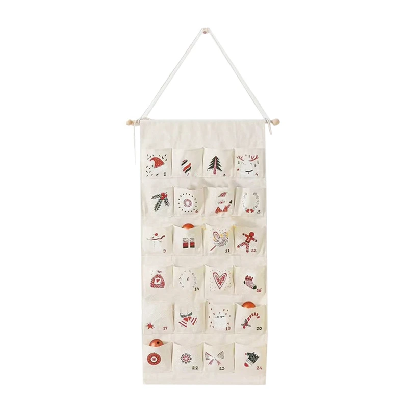 

Fabric Christmas Calendar With Pockets24 Days Countdown Calendar Hanging Storage Bag For Xmas Holiday Homewalldecoration