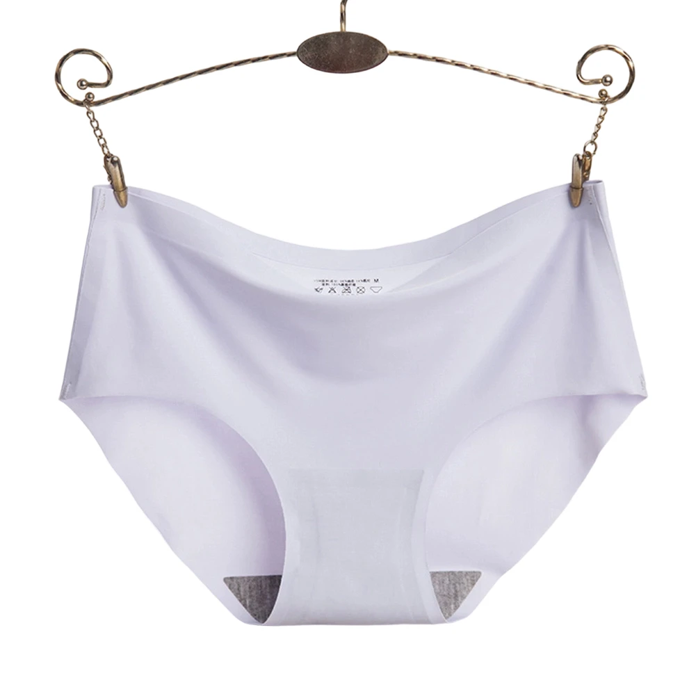 Women's Ice Silk Mid Waist Briefs Panties Seamless Ultra-thin Elastic Underwear  Ice Silk Soft Quick Dry Breathable Sexy Panties