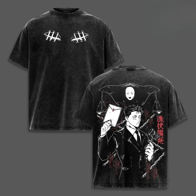 2026 Neues Heißes Anime Jujutsu Kaisen Higuruma Hiromi Grafik-T-Shirt Herrenbekleidung Gewaschenes T-Shirt Lässiges T-Shirt Vintage T-Shirt Sommer