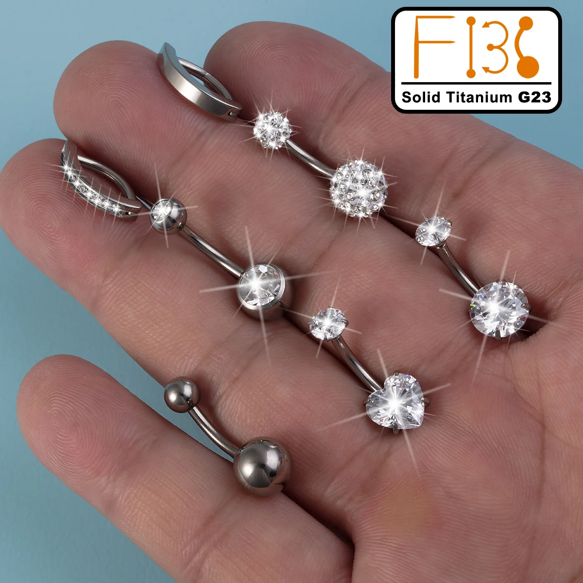 F136 Solid Titanium G23 Belly Button Ring with Heart