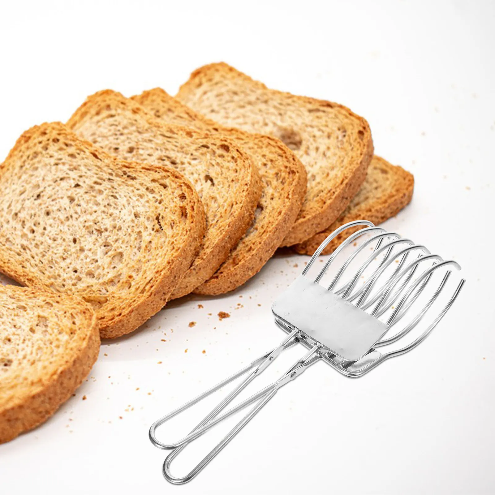 Stainless Steel Roast Beef Cutting Tong Handheld Round Bread Slicer Tong Kitchen Grilling Cooking Tongs for Meat Ham Vegetable